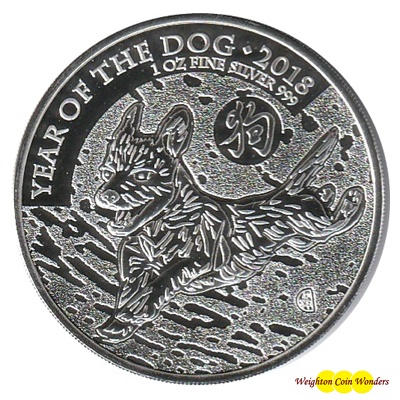 2018 1oz Silver Lunar Year of the DOG - Click Image to Close